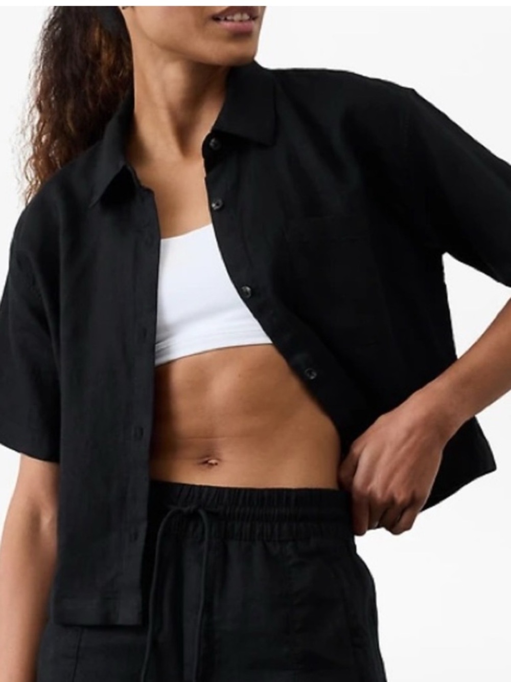 Short sleeve, Athleta Linen Retreat Button down (Large) NWT